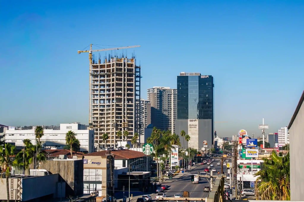 Transgender Surgery in Tijuana, Mexico — Align Your Body & Identity 21 Urban view of Tijuana's modern business district, showing skyscrapers and developing medical infrastructure, a safe destination for transgender medical tourism.