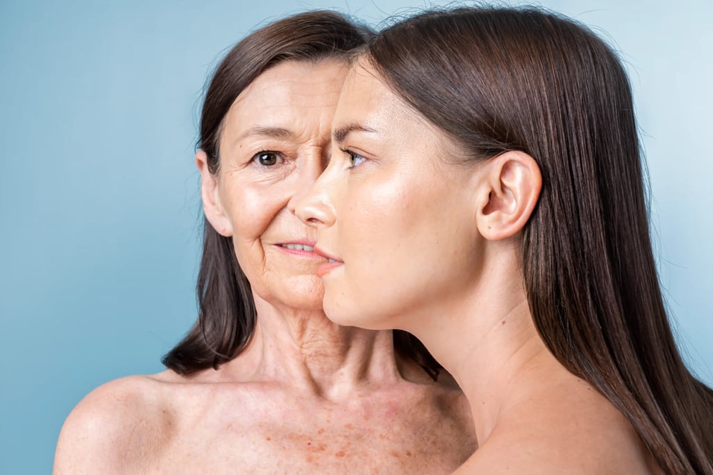Facelift in Tijuana, Mexico 14 A side-by-side comparison of a mature woman with visible wrinkles and a younger woman, illustrating the targets of facial rejuvenation surgery in Tijuana.