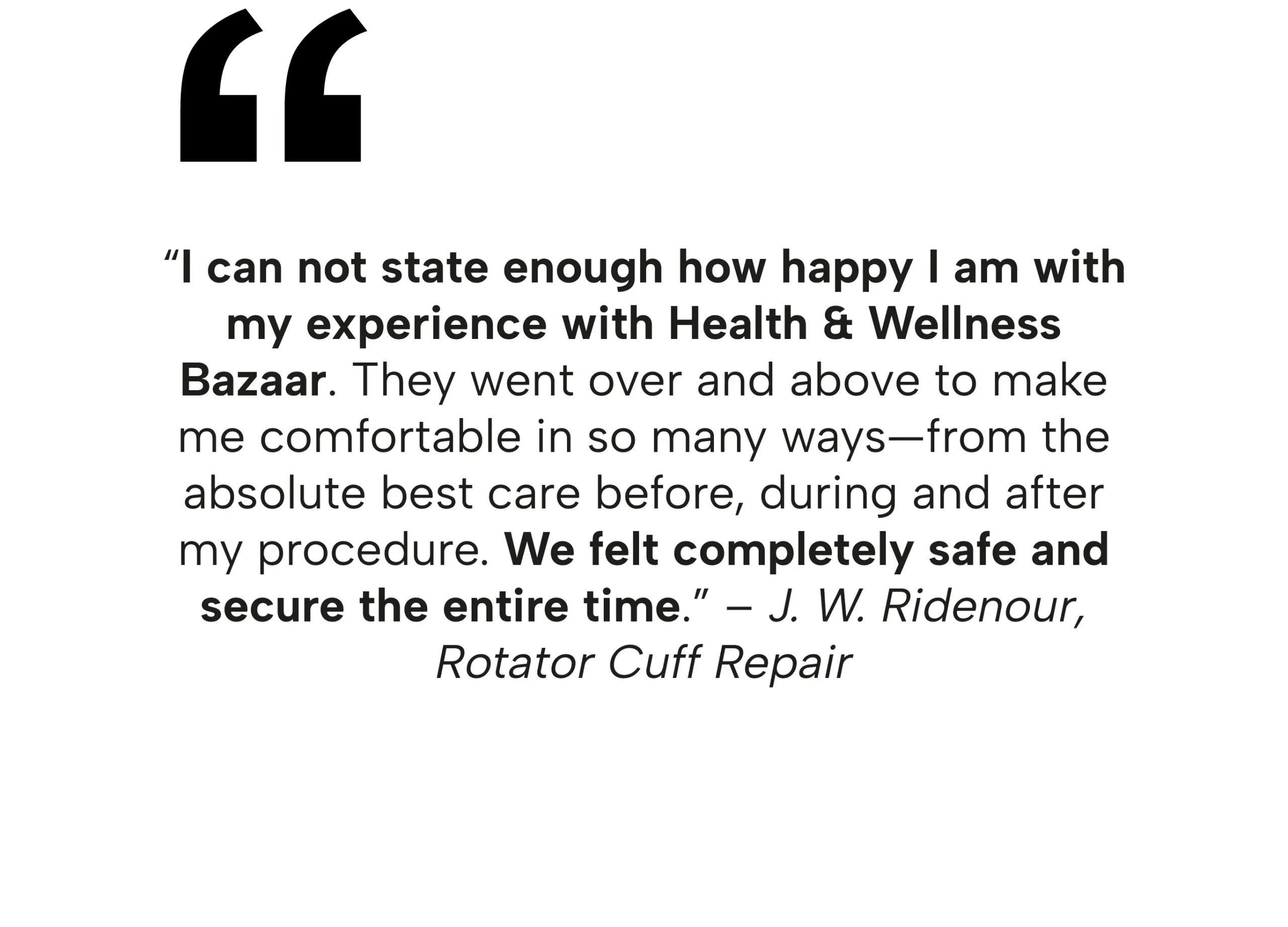 Positive patient testimonial for rotator cuff repair surgery in Tijuana with Health & Wellness Bazaar.