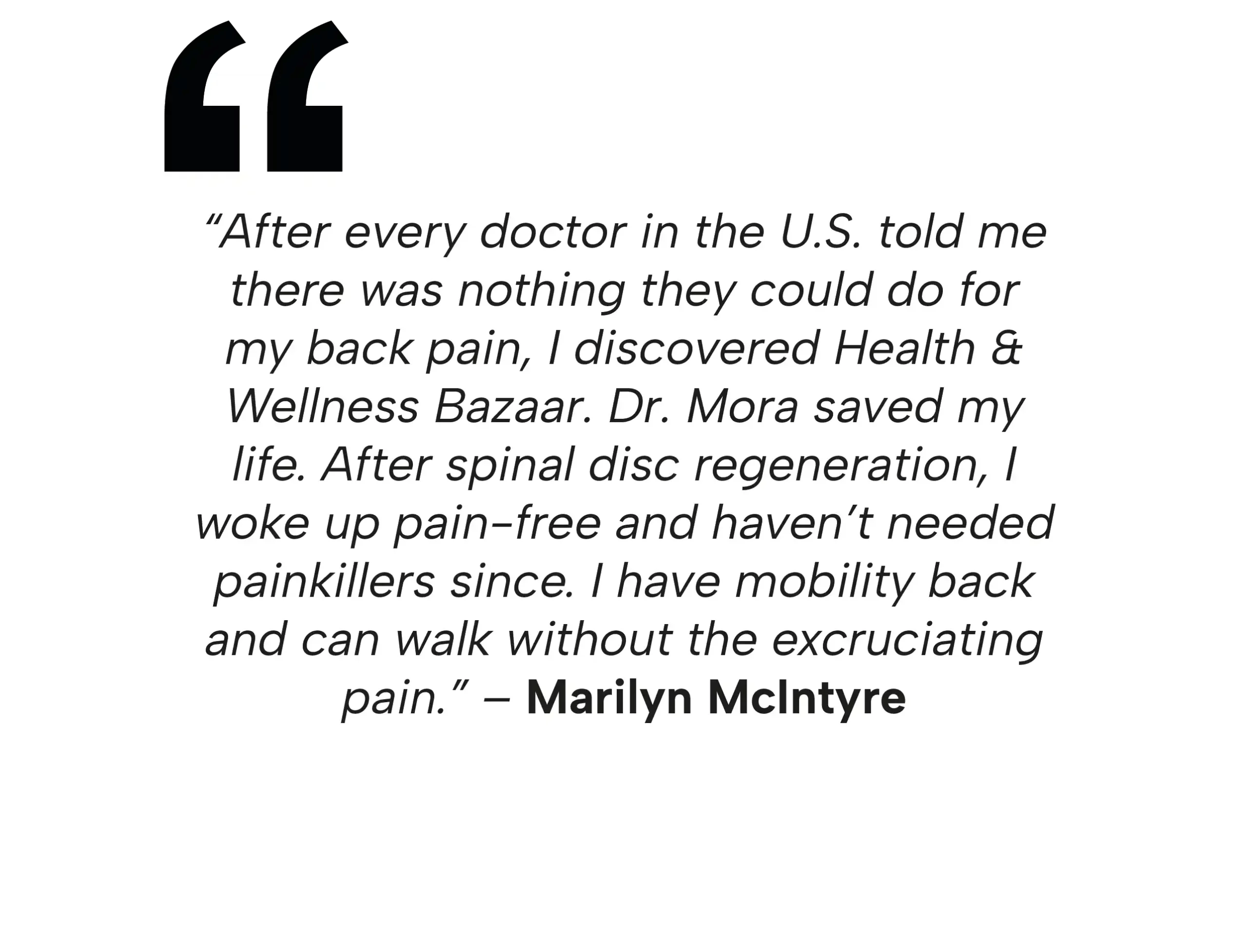 Patient testimonial from Marilyn McIntyre about successful spinal disc regeneration and back pain relief with stem cell therapy in Tijuana.