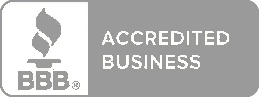 Mommy makeover Landing 5 Gray and white Better Business Bureau (BBB) Accredited Business seal with the torch emblem.