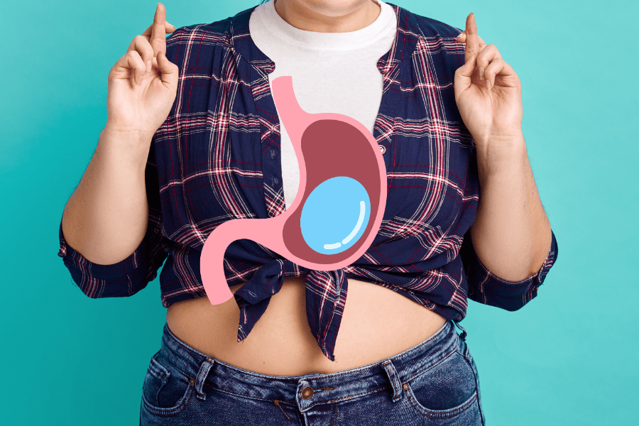 Gastric balloon procedure in Tijuana, Mexico, showing a stomach balloon for weight loss.