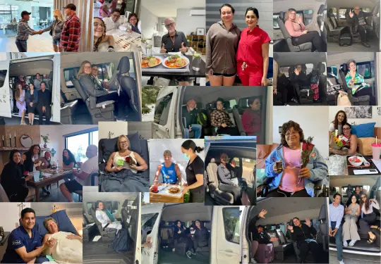 Collage of happy patients sharing their experiences with Health & Wellness Bazaar in Tijuana, Mexico, highlighting successful medical tourism journeys.
