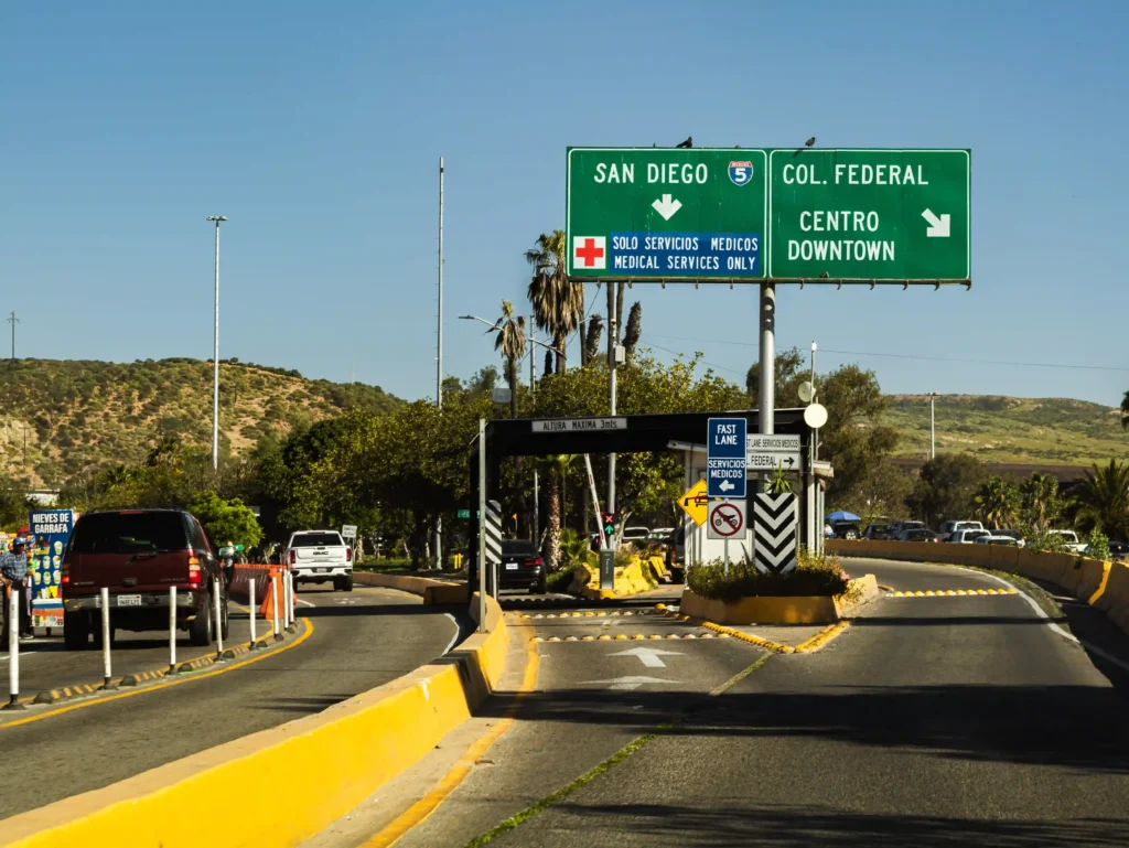 Medical Tourism in Mexico 14 Highway signs in Tijuana pointing to the "Medical Services Only" lane for the San Diego border crossing, showing how to do medical tourism the right way.
