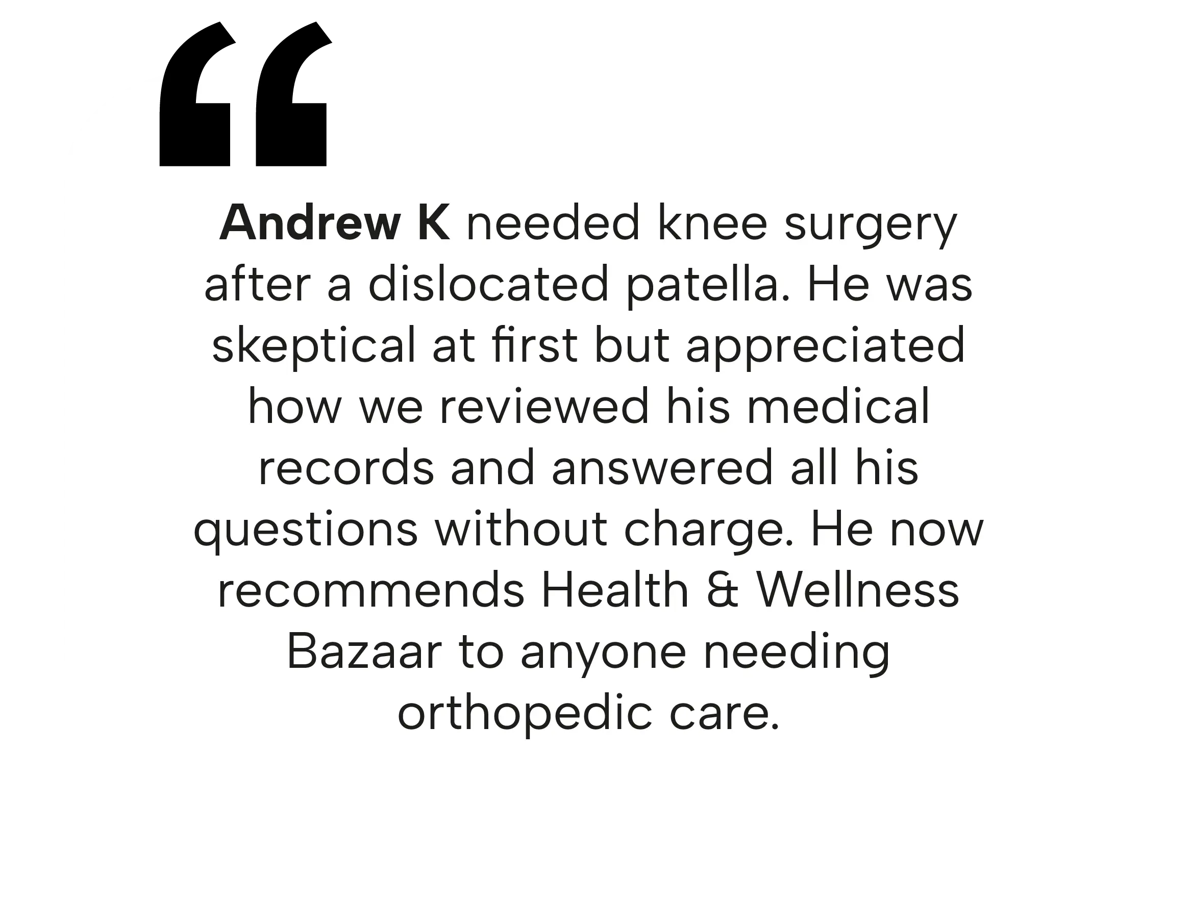 Andrew K's review of knee surgery in Tijuana and free medical record review by Health & Wellness Bazaar.