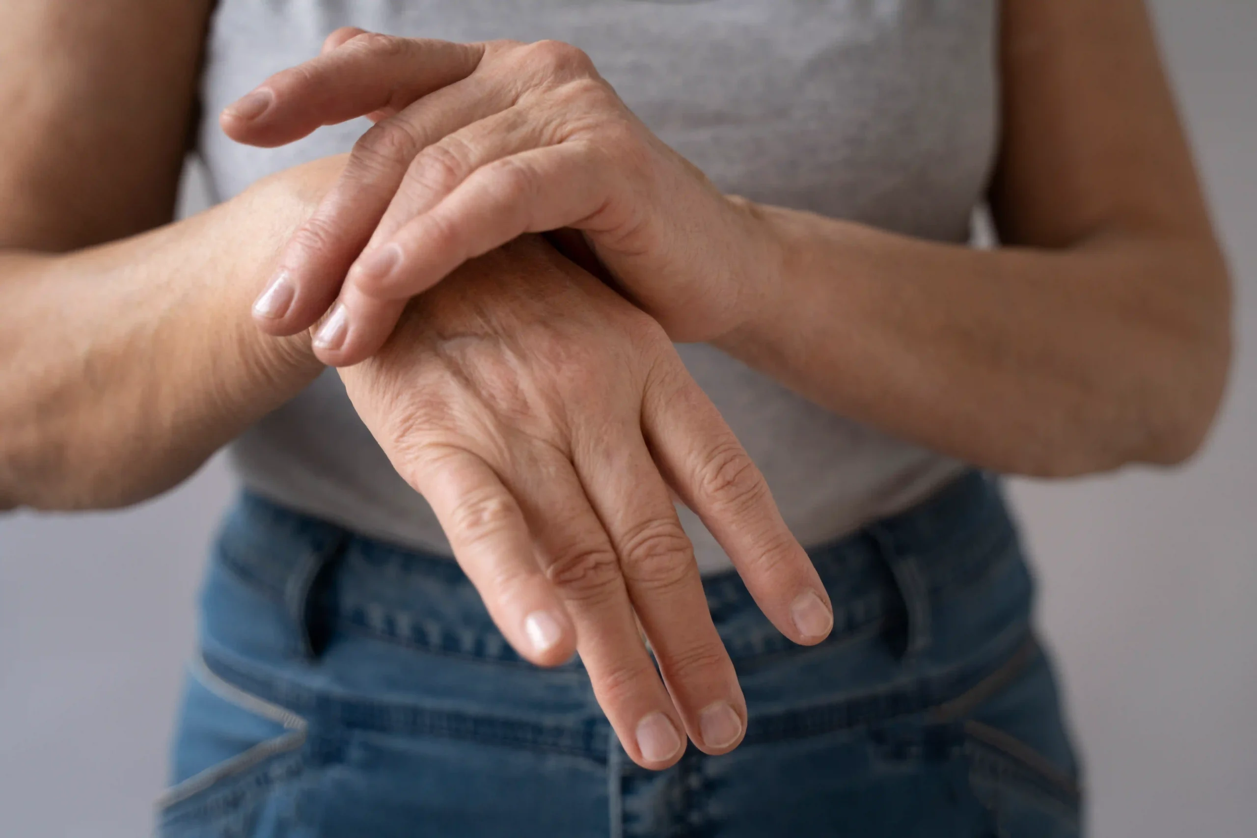 Carpal Tunnel Release in Tijuana, Mexico 17 Close-up of an elderly woman's elegant hands, highlighting successful results and recovery after carpal tunnel release in Tijuana.