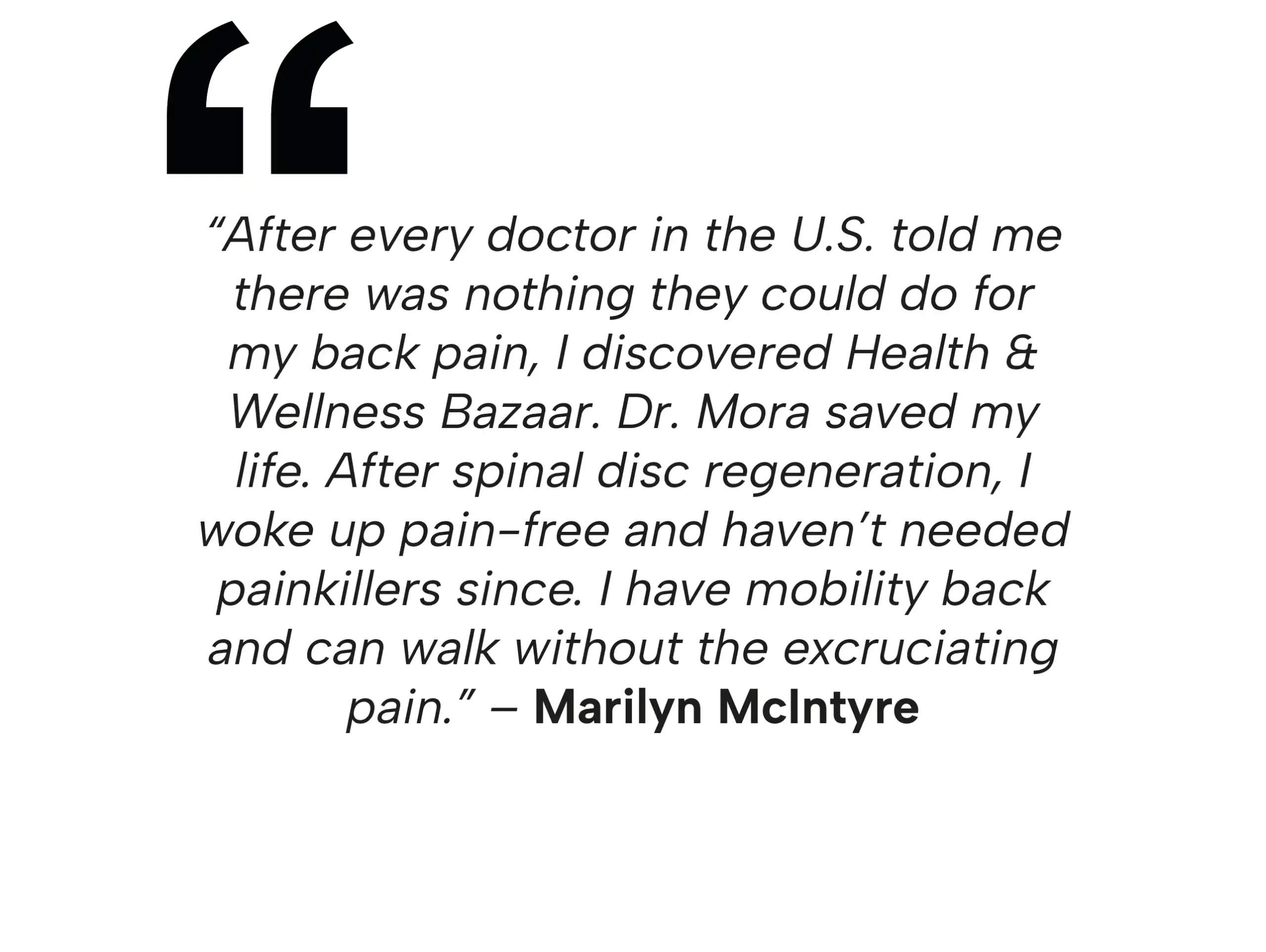 Patient testimonial from Marilyn McIntyre about successful spinal disc regeneration and back pain relief with stem cell therapy in Tijuana.