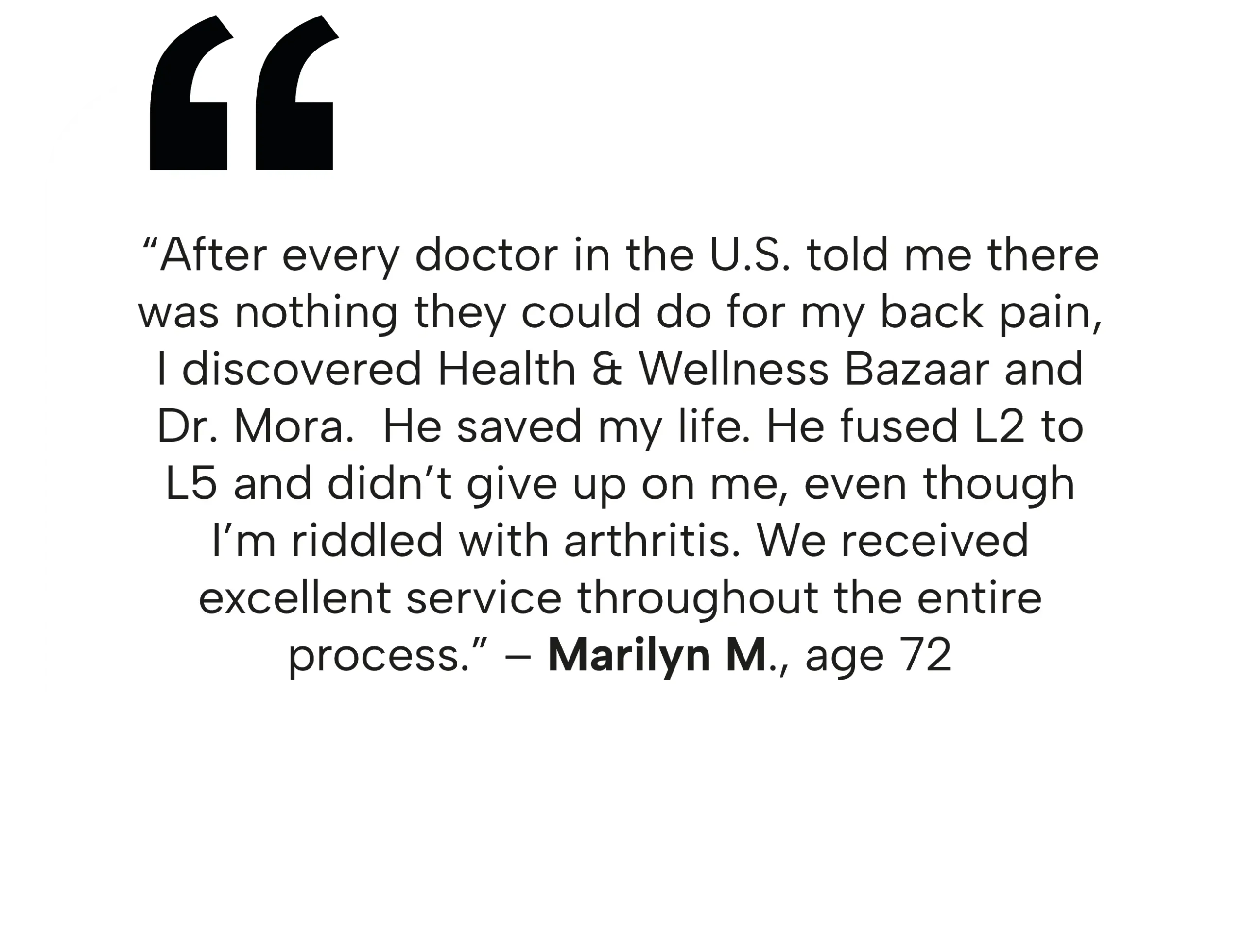 Patient testimonial of a 72-year-old woman who received a successful L2 to L5 spinal fusion surgery in Tijuana with Dr. Mora.