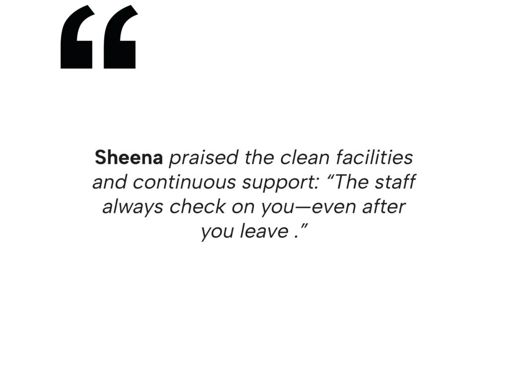 Spinal Disc Regeneration in Tijuana, Mexico 16 A patient testimonial from Sheena praising the clean facilities and continuous staff support for regenerative spine therapy in Mexico.